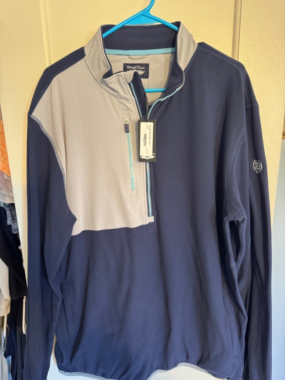 Shell Point Men's Half-Zip Fleece Pullover - Navy & Light Gray